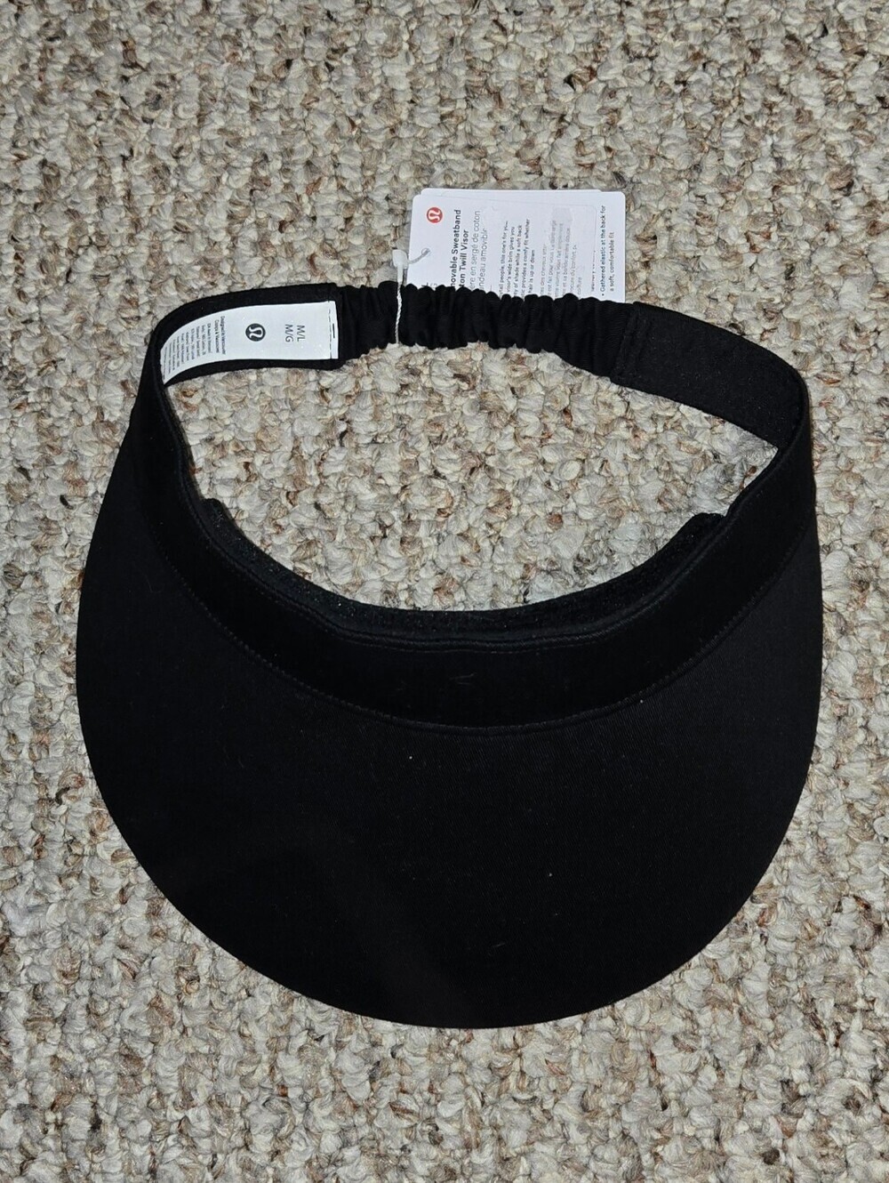 NWT Lululemon Cotton Twill Removable Sweat Band Visor Black M/L